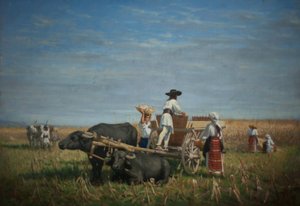Corn Harvest in Transylvania by Jules Jacques Jacot Guillarmod